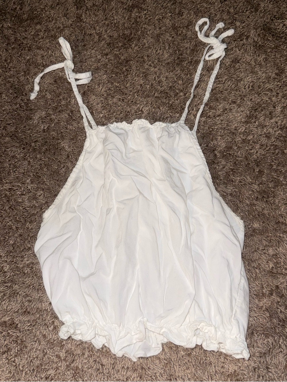 Brandy Melville White Tie-Shoulder Top